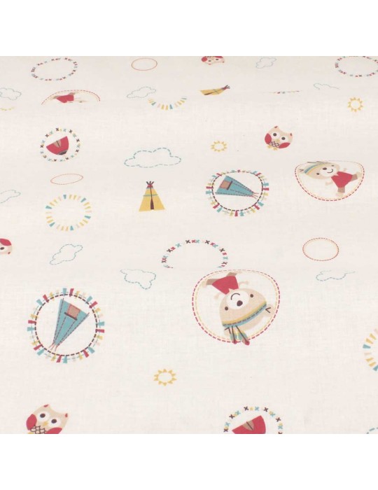 Coupon tissu cretonne tipi rouge 300 x 150 cm