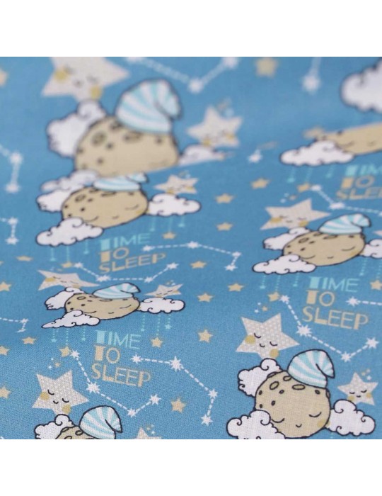 Coupon tissu cretonne 300 x 150 cm bleu