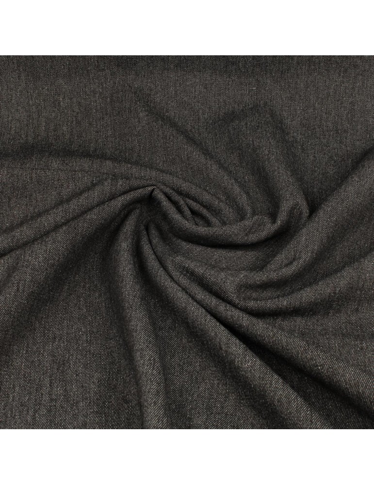 Tissu jean fourrure teddy uni noir