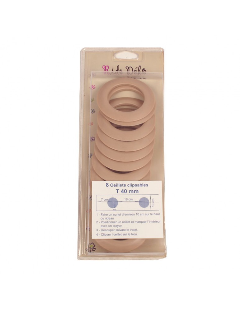 Oeillets en plastique clipsables 40 mm beige Oeillets en plastique clipsables 40 mm beige