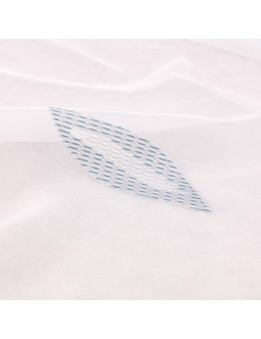 Voilage plombé polyester blanc/bleu