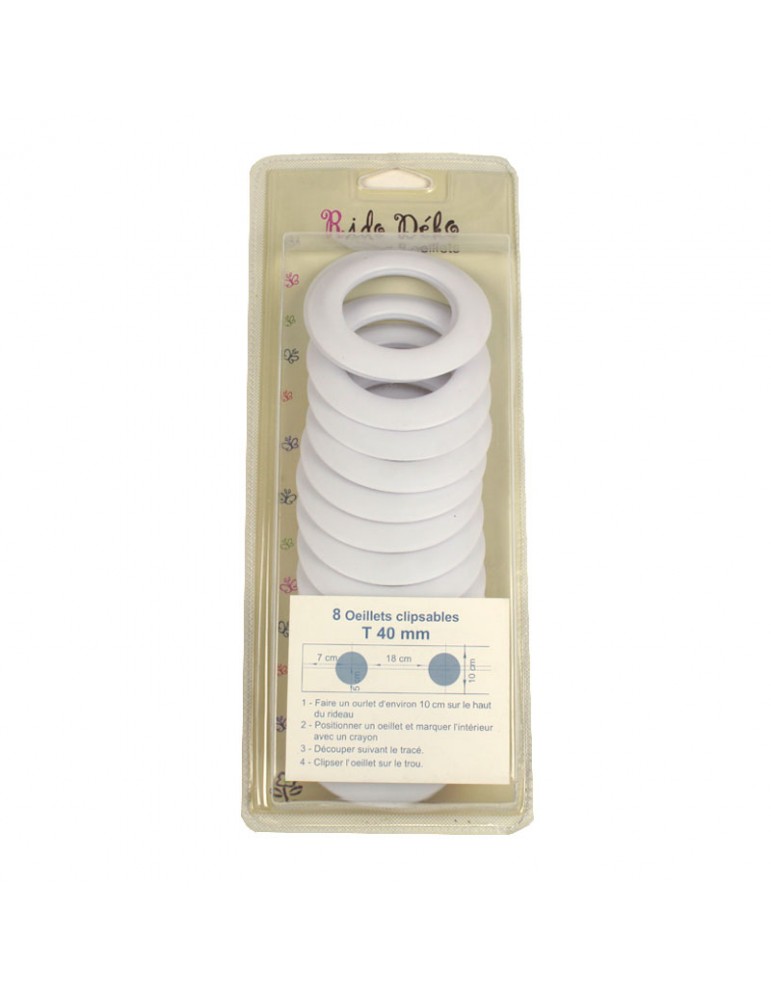 Oeillets en plastique clipsables 40 mm blanc Oeillets en plastique clipsables 40 mm blanc