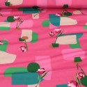 Tissu cretonne floral/géométrique rose Tissu cretonne floral/géométrique rose