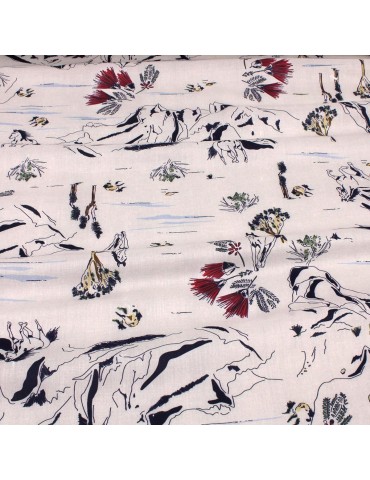 Tissu voile de coton mini fleur marine