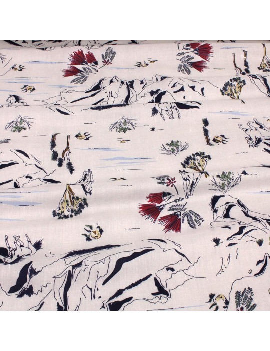 Tissu voile de coton mini fleur marine
