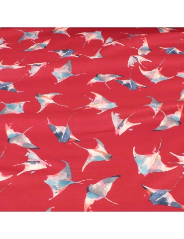Tissu voile de coton mini fleur marine