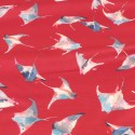 Tissu voile de coton raie rouge