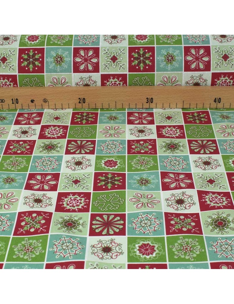 Tissu coton imprimé Noël vert Tissu coton imprimé Noël vert