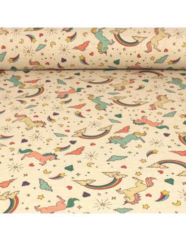 Tissu ameublement coton imprimé OEKO-TEX beige