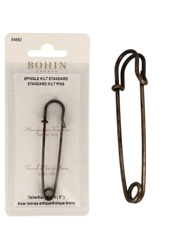Épingle kilt volutes nickel 76 mm 