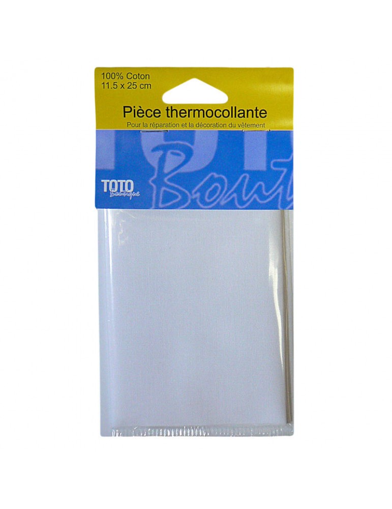 Pièce thermocollante percale 11.5x25cm blanc Pièce thermocollante percale 11.5x25cm blanc
