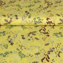 Tissu popeline coton bio imprimé fleurs et végétaux jaune