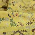 Tissu popeline coton bio imprimé fleurs et végétaux jaune