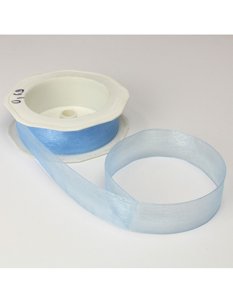 Ruban voile 25 mm bleu