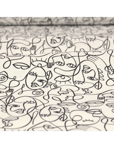 Coupon coton imprimé 150 x 50 cm blanc