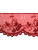 Dentelle brodée sur tulle 5 cm rouge
