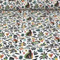 Tissu percale de coton animaux blanc