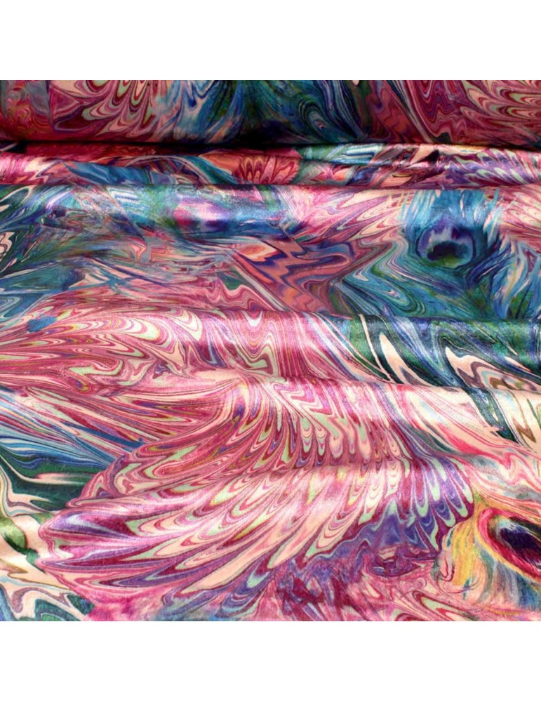Tissu velours imprimé multicolore envers fourrure