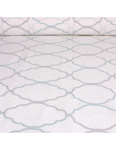 Tissu coton imprimé géométrique blanc