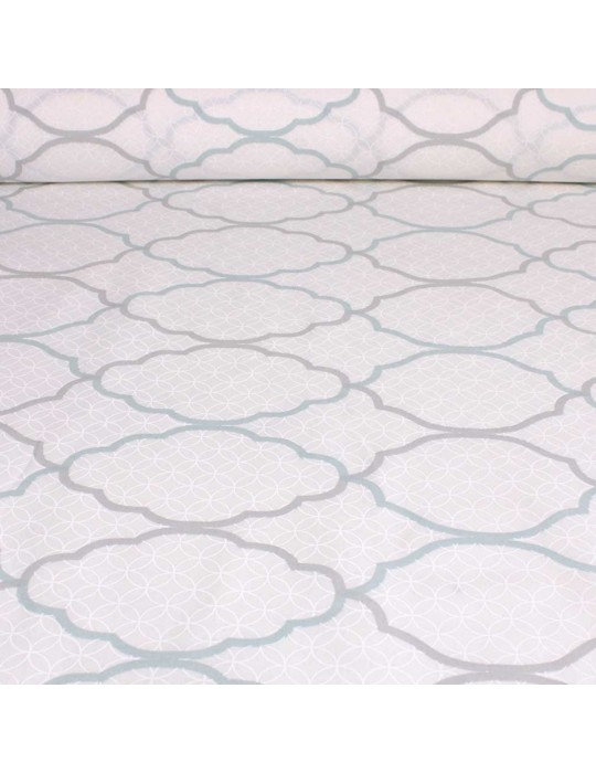 Tissu coton imprimé géométrique blanc