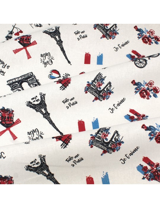 Coupon coton imprimé Bonjour Paris 50 x 50 cm
