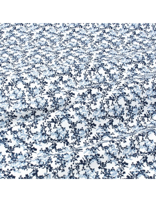 Coupon coton imprimé petite fleur 50 x 50 cm bleu