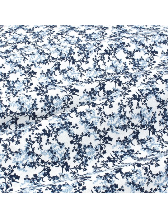 Coupon coton imprimé petite fleur 50 x 50 cm bleu