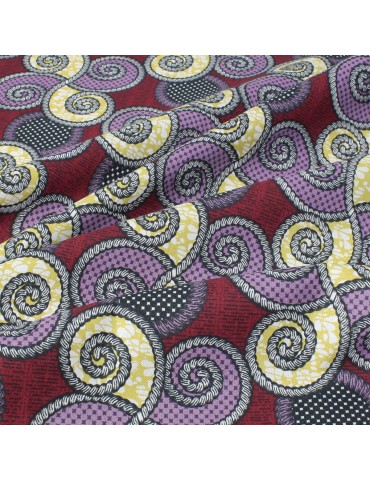 Coupon coton imprimé spirales 50 x 50 cm rouge