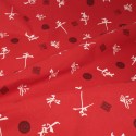 Tissu coton imprimé motifs chinois rouge blanc Tissu coton imprimé motifs chinois rouge blanc