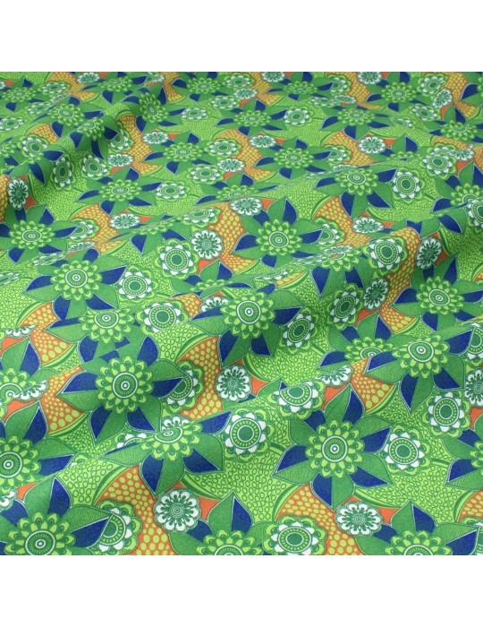 Coupon coton imprimé floral 50 x 150 cm vert