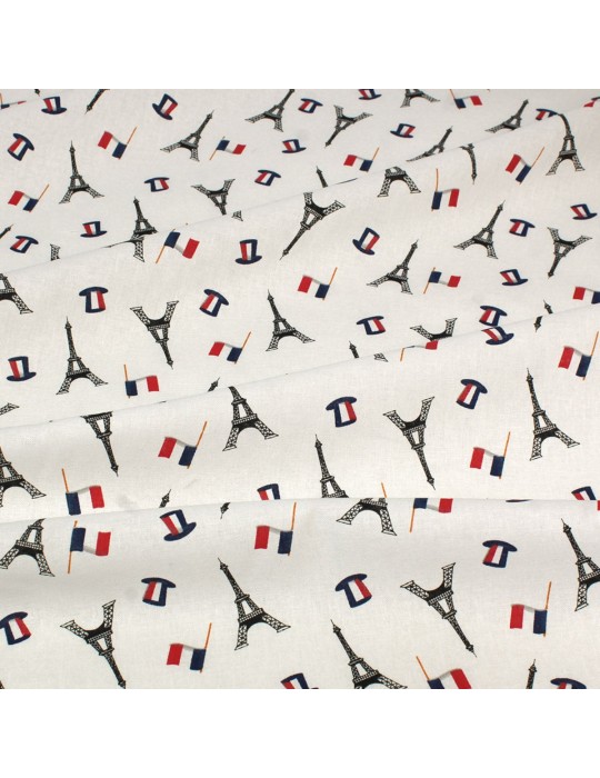Coupon coton imprimé Paris Tour Eiffel 50 x 150 cm