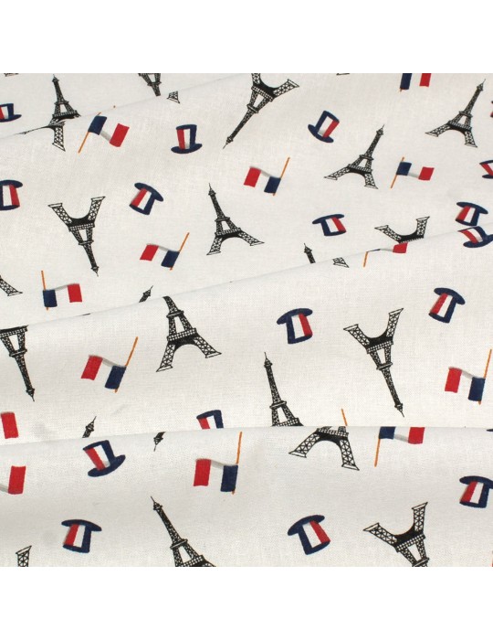 Coupon coton imprimé Paris Tour Eiffel 50 x 150 cm