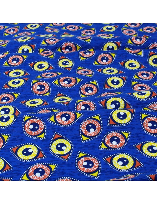 Coupon coton imprimé africain 50 x 150 cm bleu