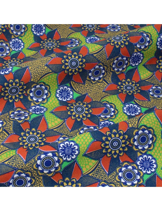 Coupon coton imprimé floral 50 x 150 cm bleu