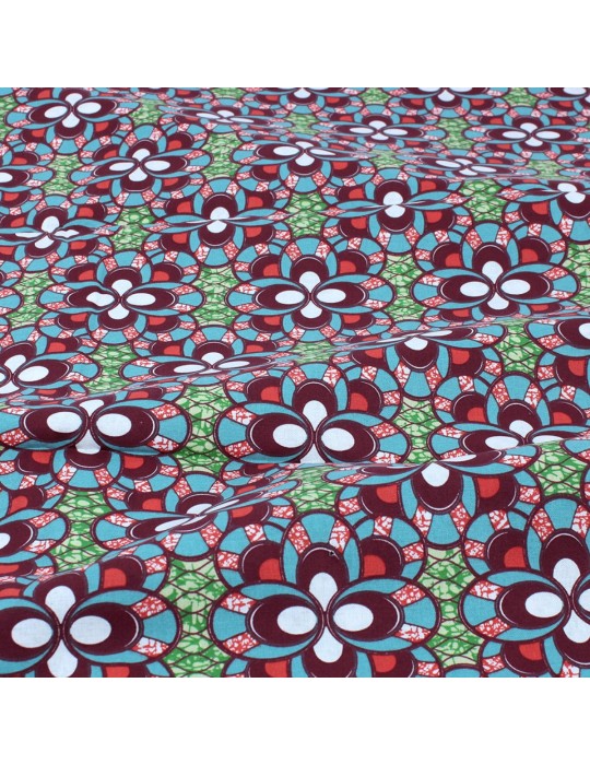 Coupon coton imprimé africain 50 x 150 cm brique