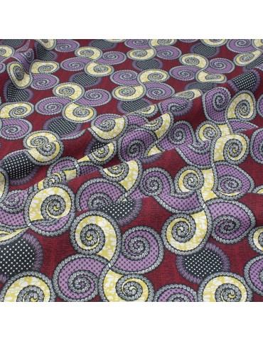 Coupon coton imprimé spirales 50 x 150 cm rouge