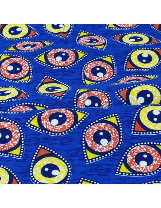 Coupon coton imprimé africain 300 x 150 cm bleu