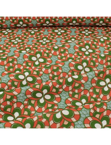 Coupon coton patchwork africain géométrique 50 x 50 cm orange