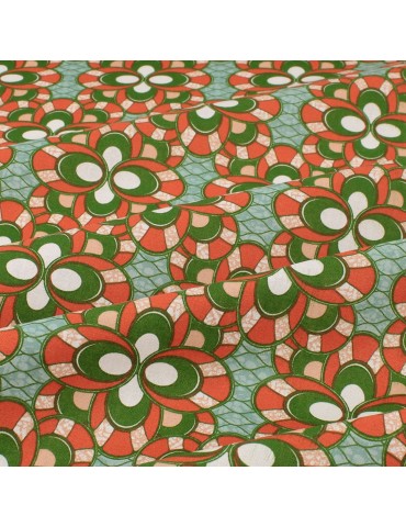 Coupon coton patchwork africain géométrique 50 x 50 cm orange