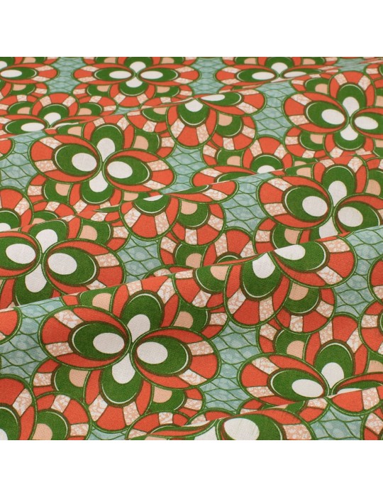 Coupon coton patchwork africain géométrique 50 x 50 cm orange