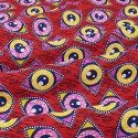 Coupon coton patchwork africain yeux 50 x 50 cm rouge