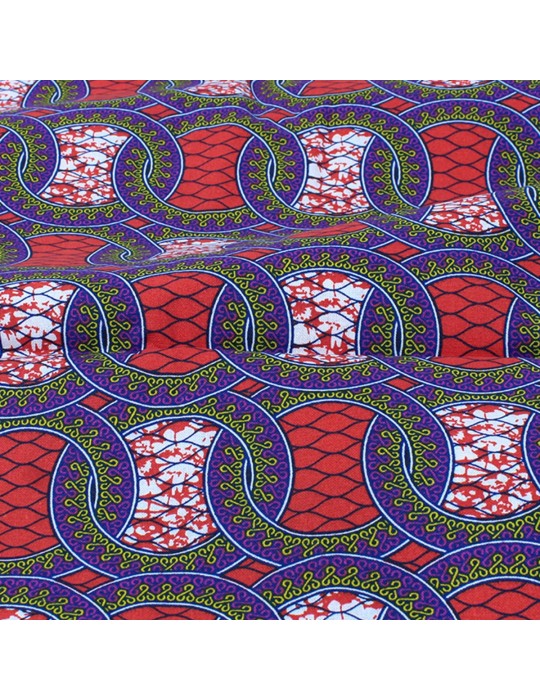 Coupon coton patchwork africain 50 x 50 cm rouge