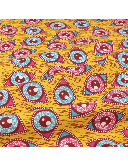 Coupon coton patchwork africain floral 50 x 50 cm orange