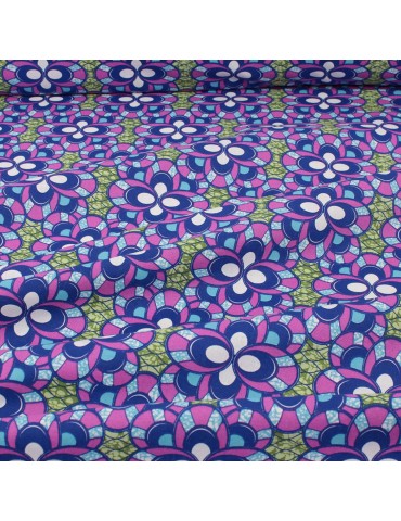 Coupon coton patchwork africain géométrique 50 x 50 cm vert