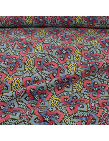 Tissu coton imprimé africain géométrique bleu clair