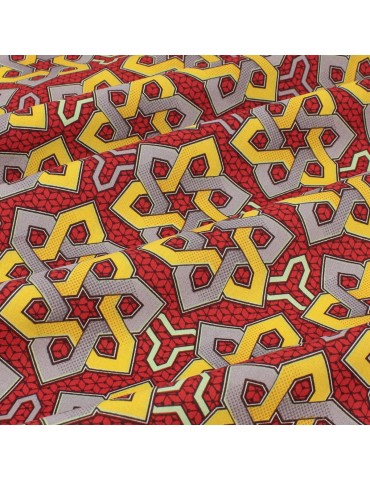 Tissu coton imprimé africain géométrique rouge