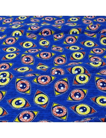 Tissu coton imprimé africain bleu