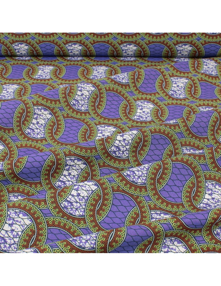 Tissu coton imprimé africain géométrique violet Tissu coton imprimé africain géométrique violet