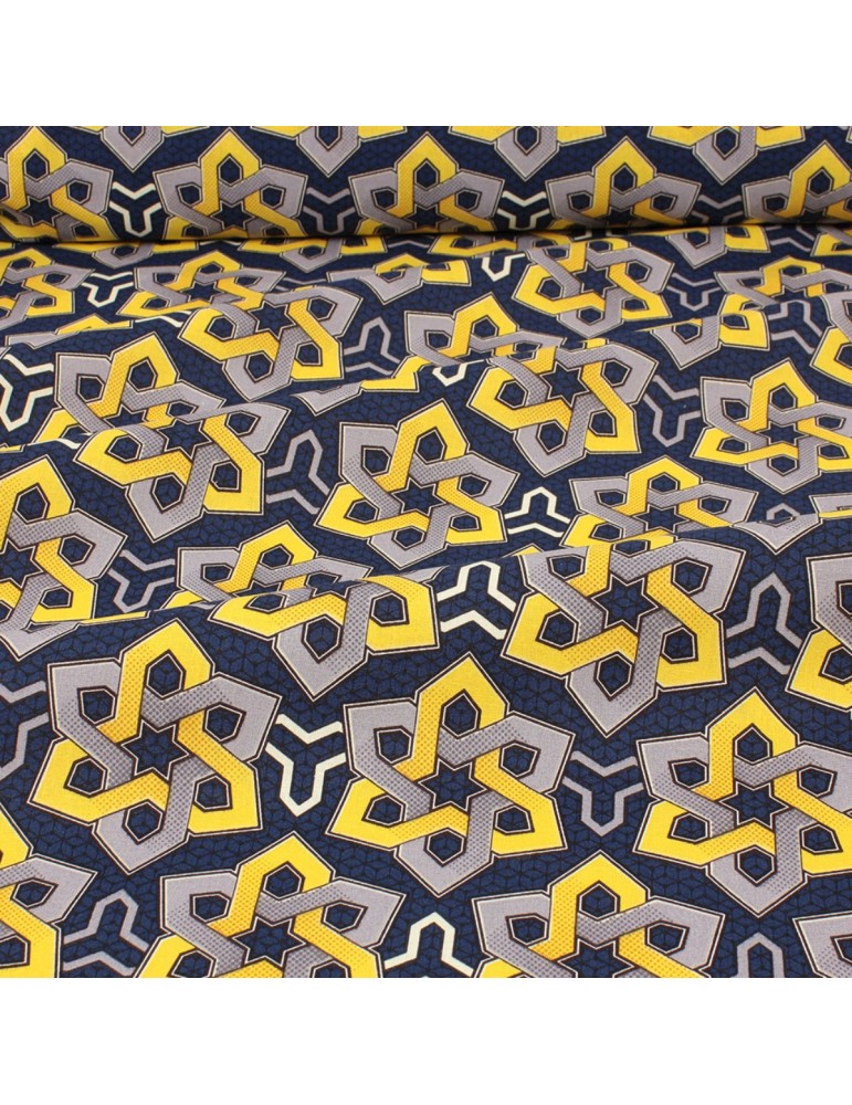 Coupon coton imprimé africain géométrique 50 x 150 cm bleu Coupon coton imprimé africain géométrique 50 x 150 cm bleu