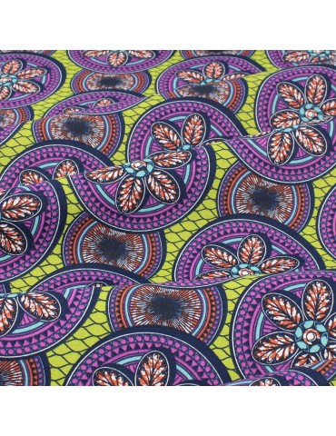 Coupon coton imprimé africain floral 50 x 150 cm vert